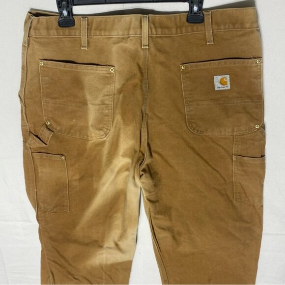 Vintage Carhartt Sun Faded Tan Double Knee Duck Canvas Dungaree Fit Pants 36X29 - Picture 12 of 16